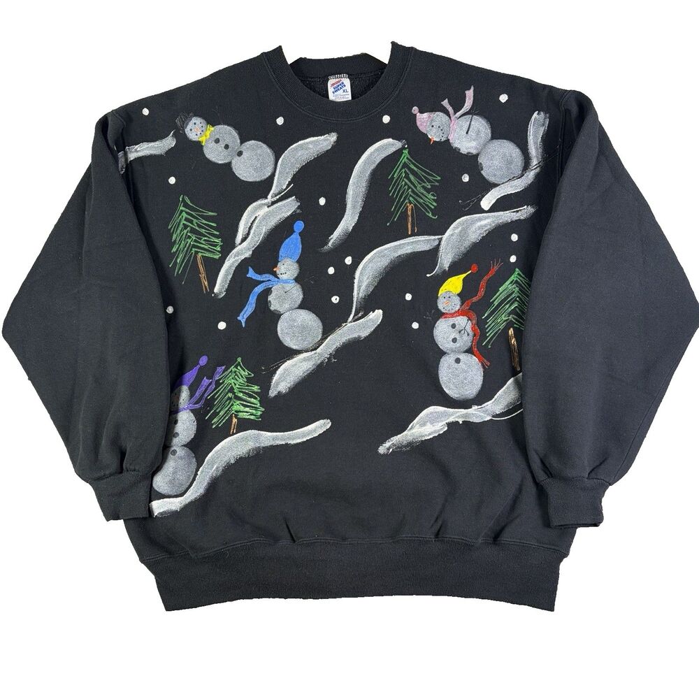 VINTAGE JERZEES SUPER SWEATS SWEATSHIRT MENS XL CHRISTMAS DESIGN USA MADE Y2K 90